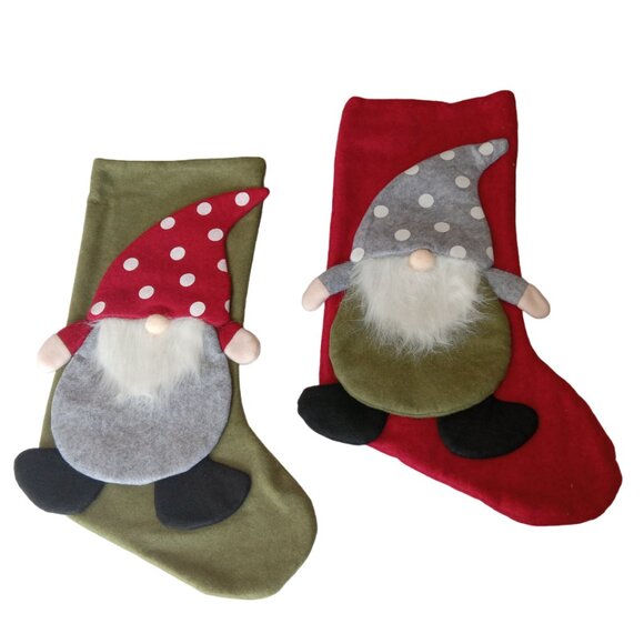 2 Large Gnome Stockings, Holiday Christmas Stockings, Christmas Decor - Picture 5 of 13